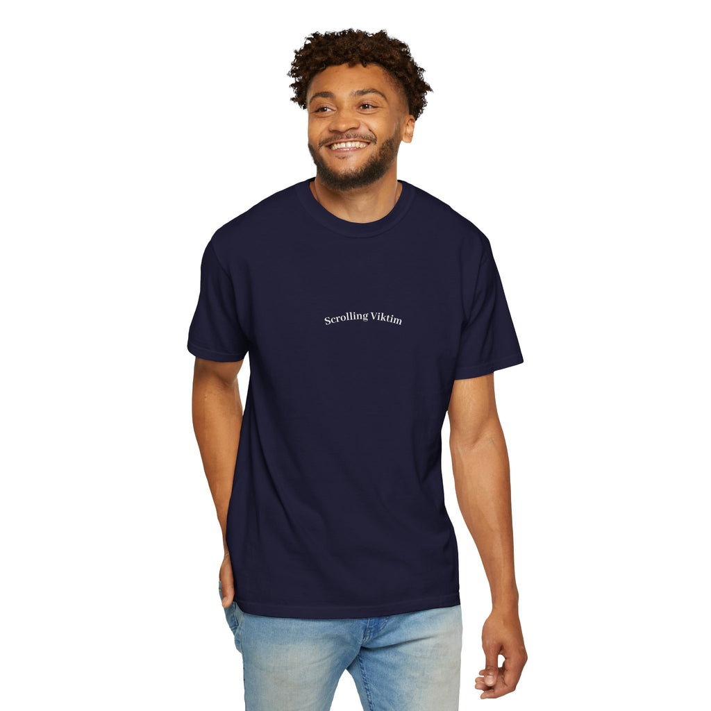 Scrolling Viktim T-Shirt | Minimal Text Front, Sunglasses Back